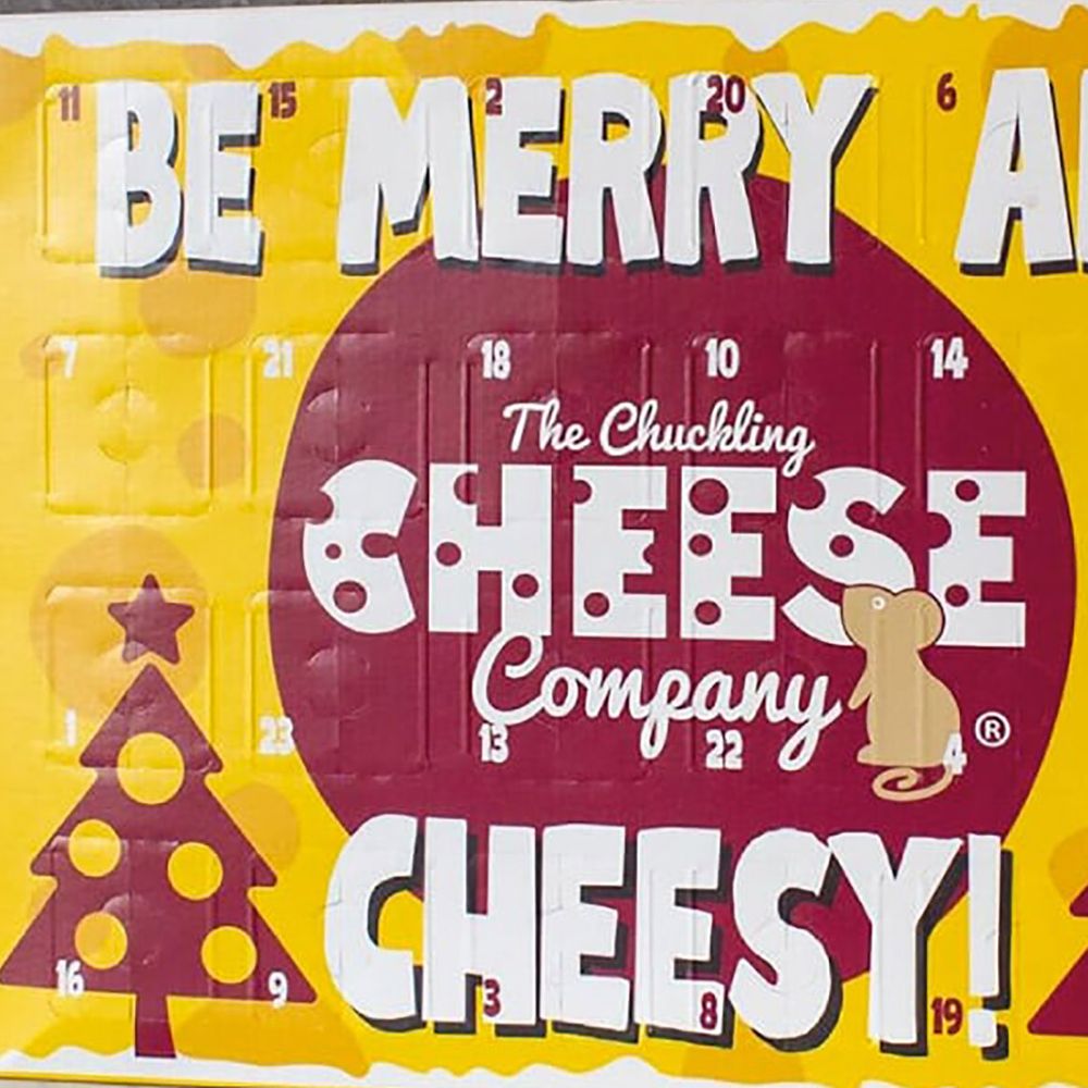 Chuckling Cheese Advent Calendar 2025 view of closed calendar