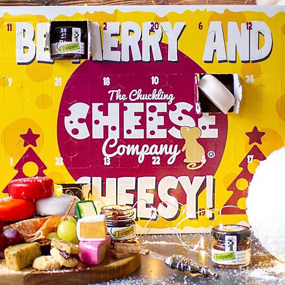 Chuckling Cheese Advent Calendar 2025 open doors with product selection