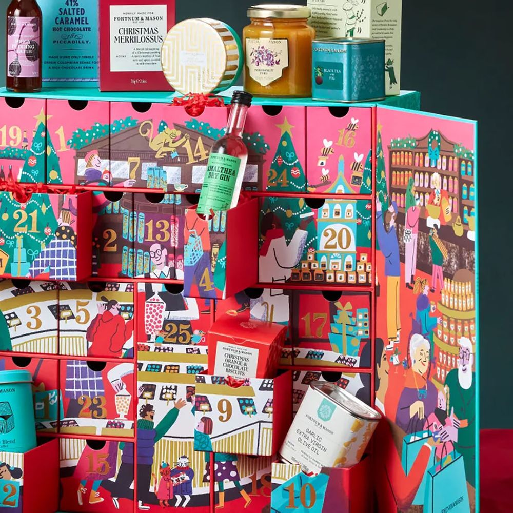 Fortnum & Mason Feasting Advent Calendar 2025 open calendar with product selection
