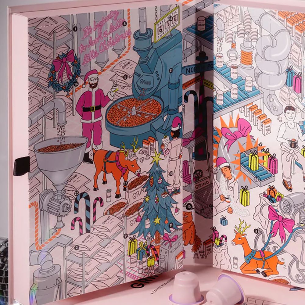 Grind Coffee Advent Calendar 2025, featuring statement designs 