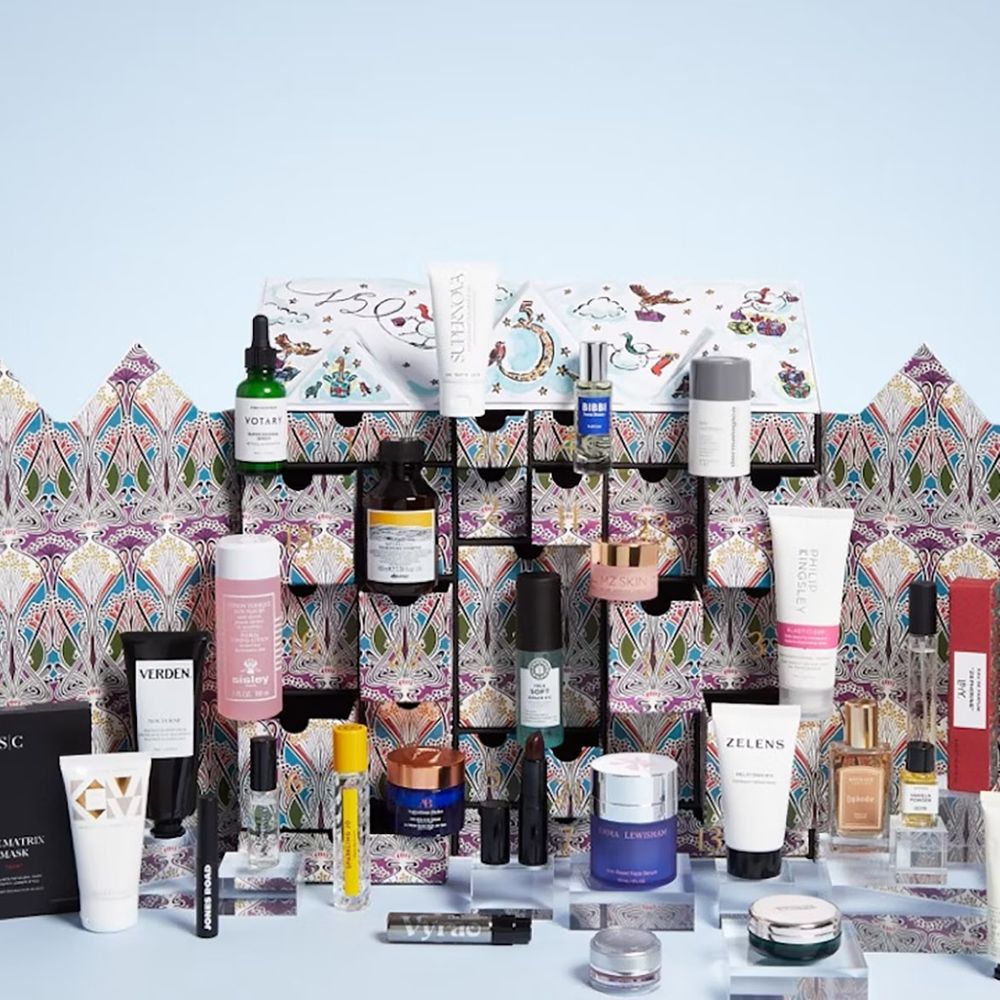 Liberty beauty advent calendar 2025, open calendar showcasing products