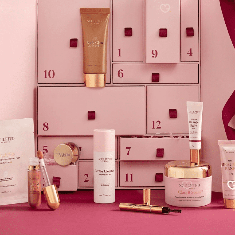 Sculpted By Aimee Beauty Advent Calendar 2025 lifestyle image of open calendar