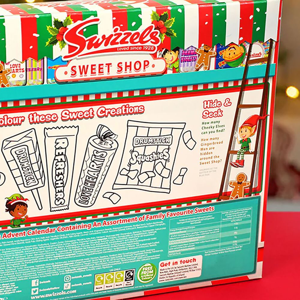 Swizzels Advent Calendar 2025, view of back of the calendar with games