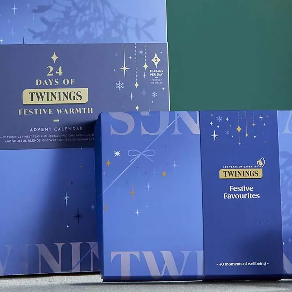 Twinings Tea Advent Calendar 2025 view of closed 24 day calendar