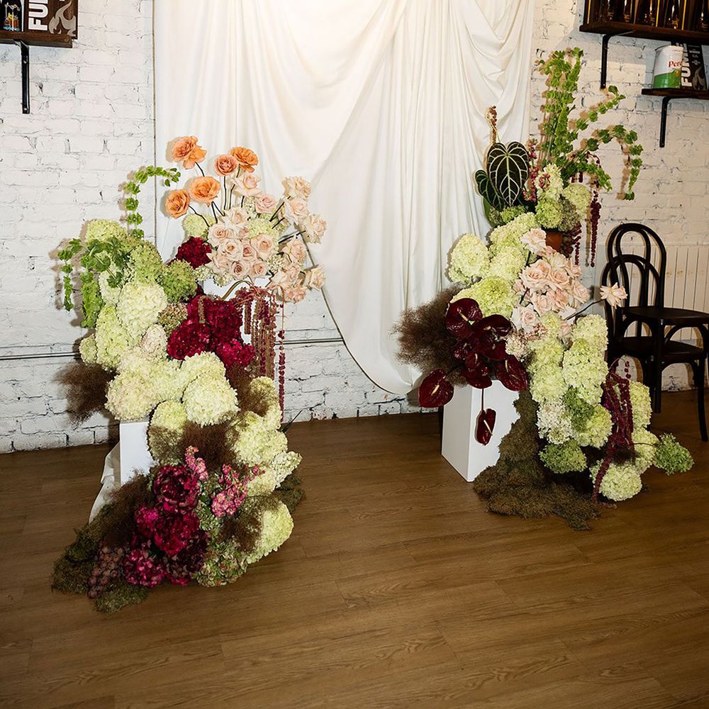 Burgundy and green wedding flowers