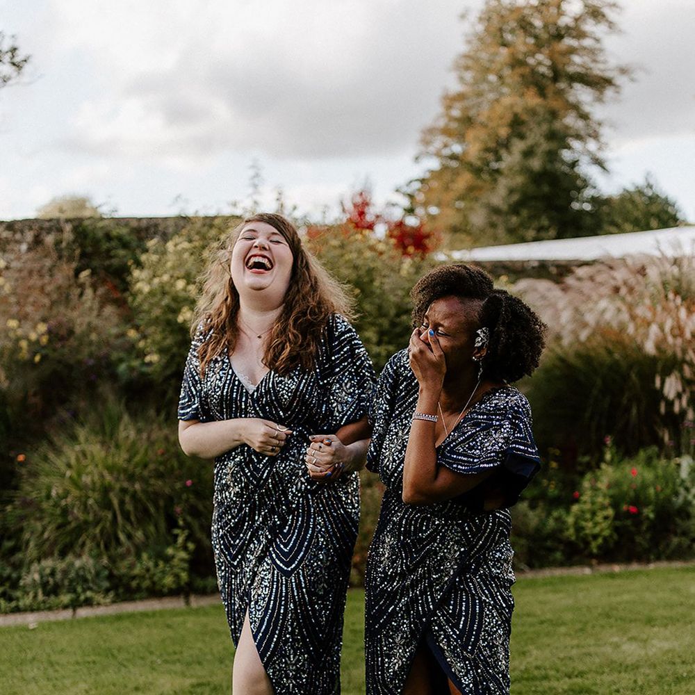 Navy sparkly bridesmaid dresses