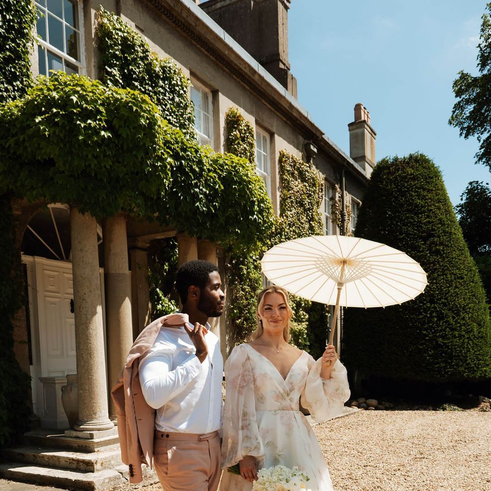 Peach groom wedding suit