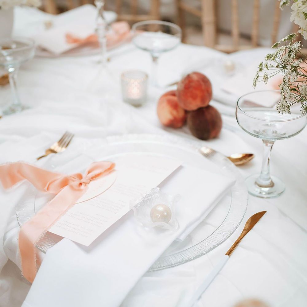 Peach wedding table theme
