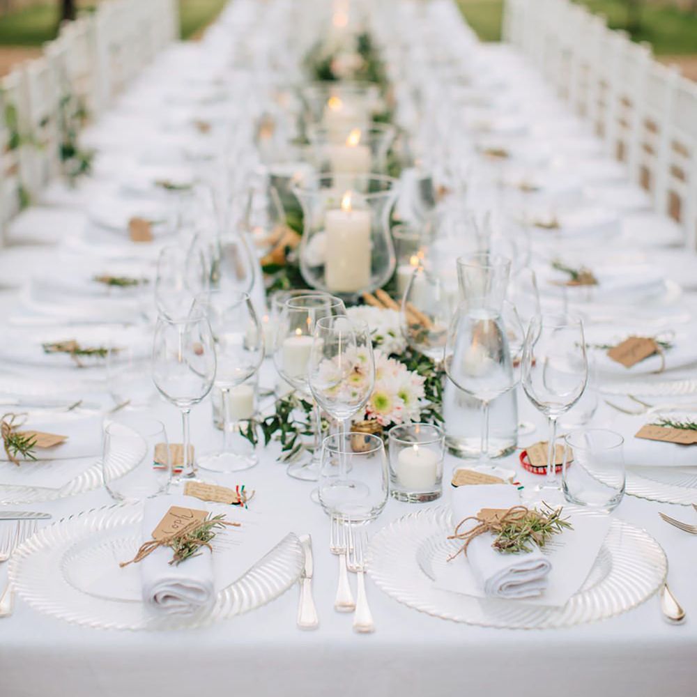 White table setting for destination wedding in Italy