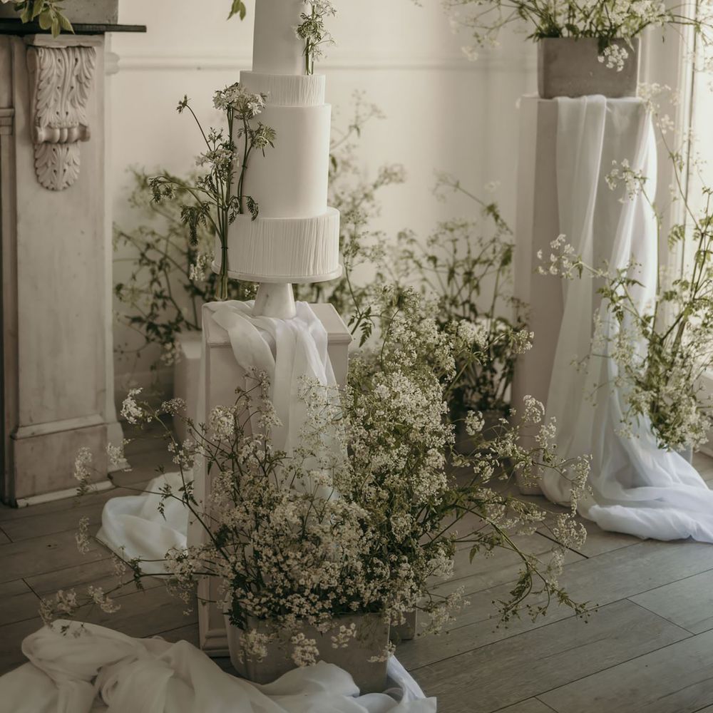 White wedding theme florals