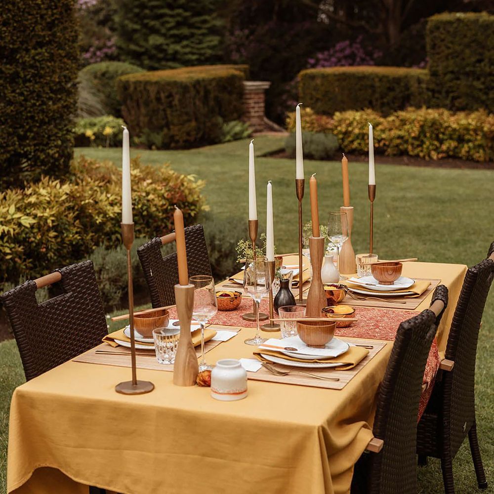 Canary yellow outdoor wedding table theme