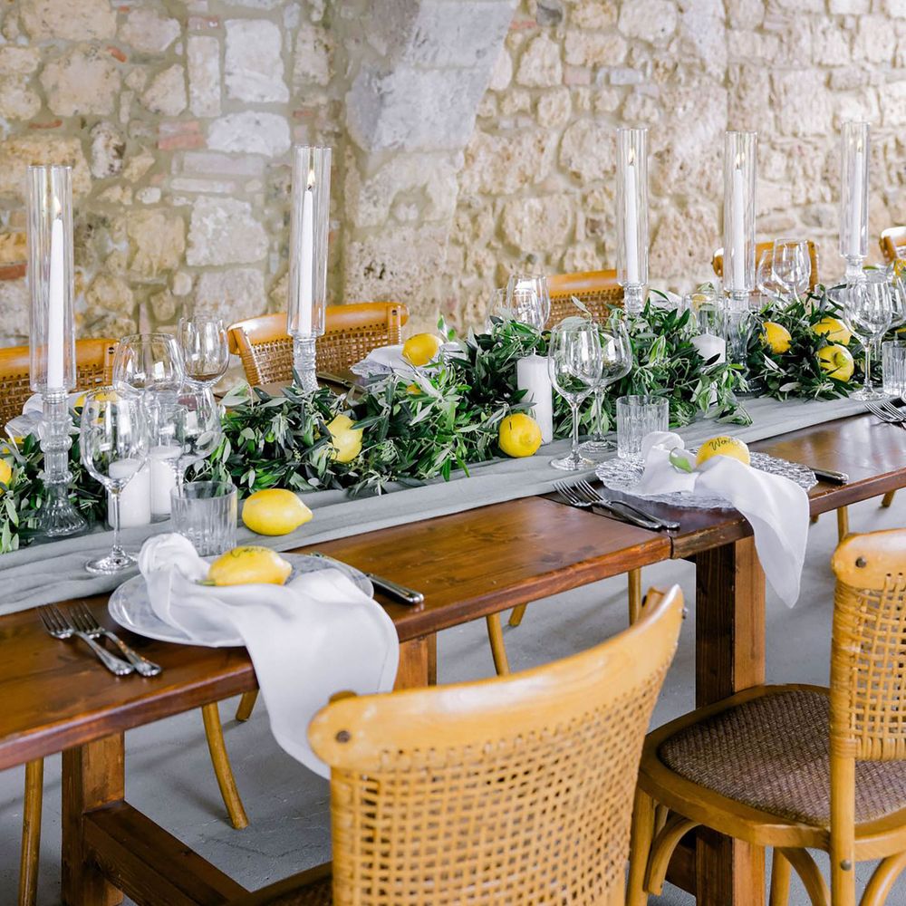Canary yellow wedding outdoor table theme