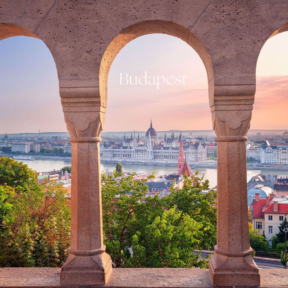 View of Budapest city and river from iconic building hen do destination in Europe