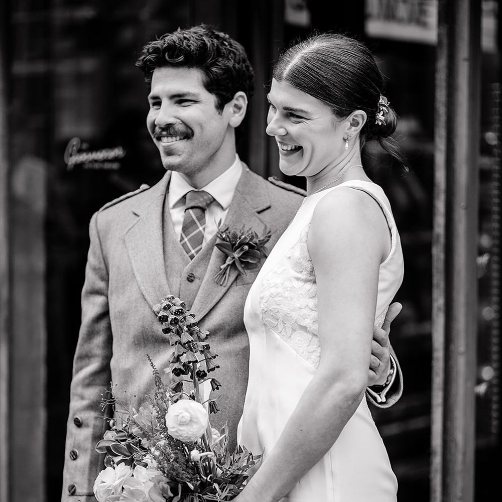 black-and-white-wedding-photo-of-bride-and-groom