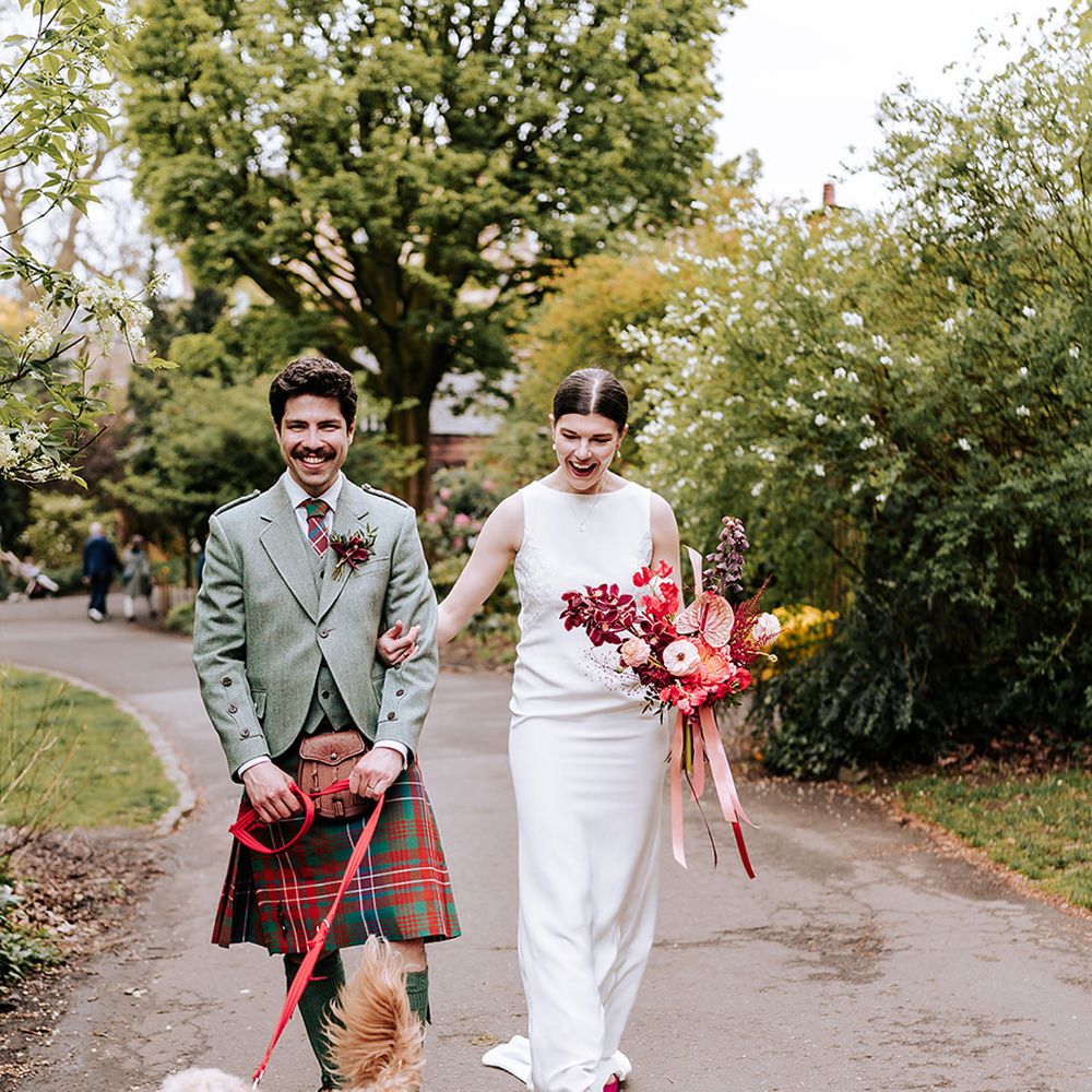 bride-and-groom-with-pet-dog