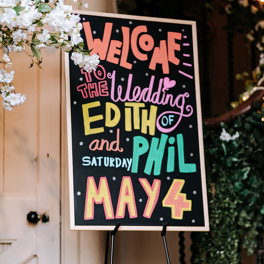 colourful-wedding-welcome-chalk-board-signage