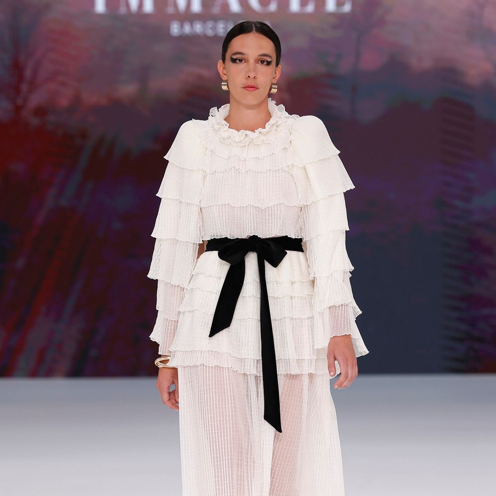 Immacle Bridal With Black Bow Around Waist - Barcelona Bridal Fashion Week 2025 Trend Report