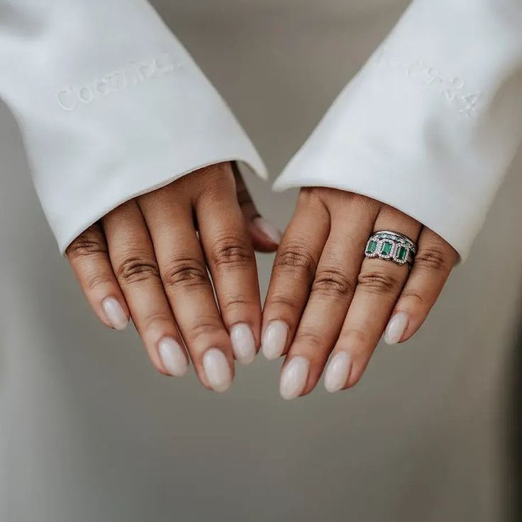 Light Pink Neutral Milky Wedding Nails
