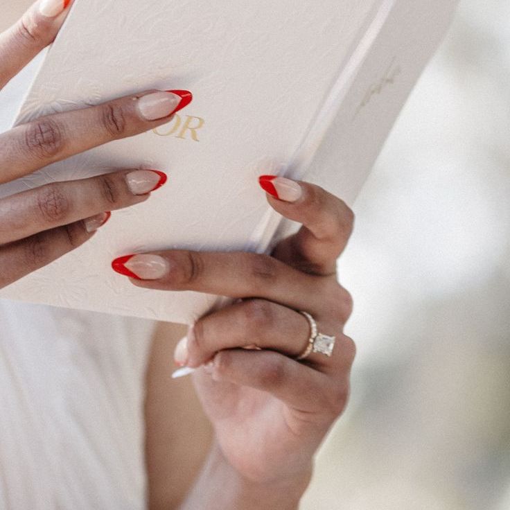 Red French Tip Wedding Nails