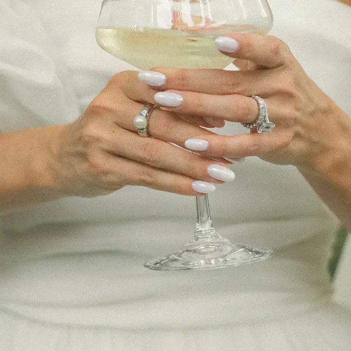 White Chrome Wedding Nails For Italian Wedding