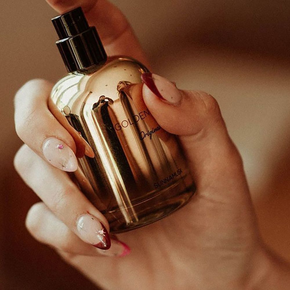 Dark red french tip wedding nails with gems