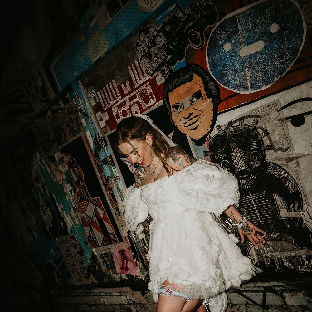 platform-trainers-and-short-wedding-dress-for-bride