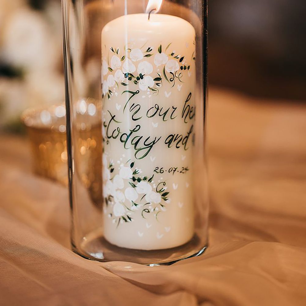 Beautiful Painted Pillar Candle in Memory of Deceased Loved One