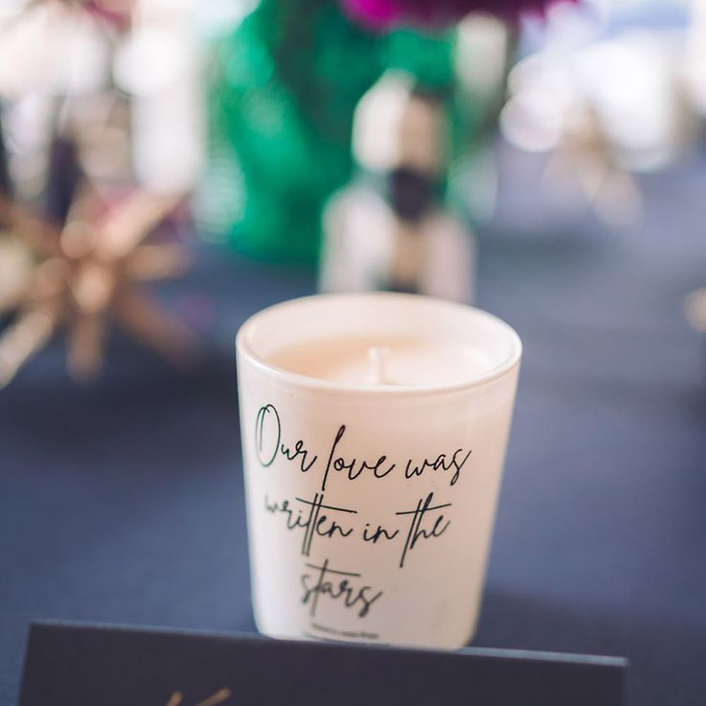 Personalised White Candle Wedding Favour