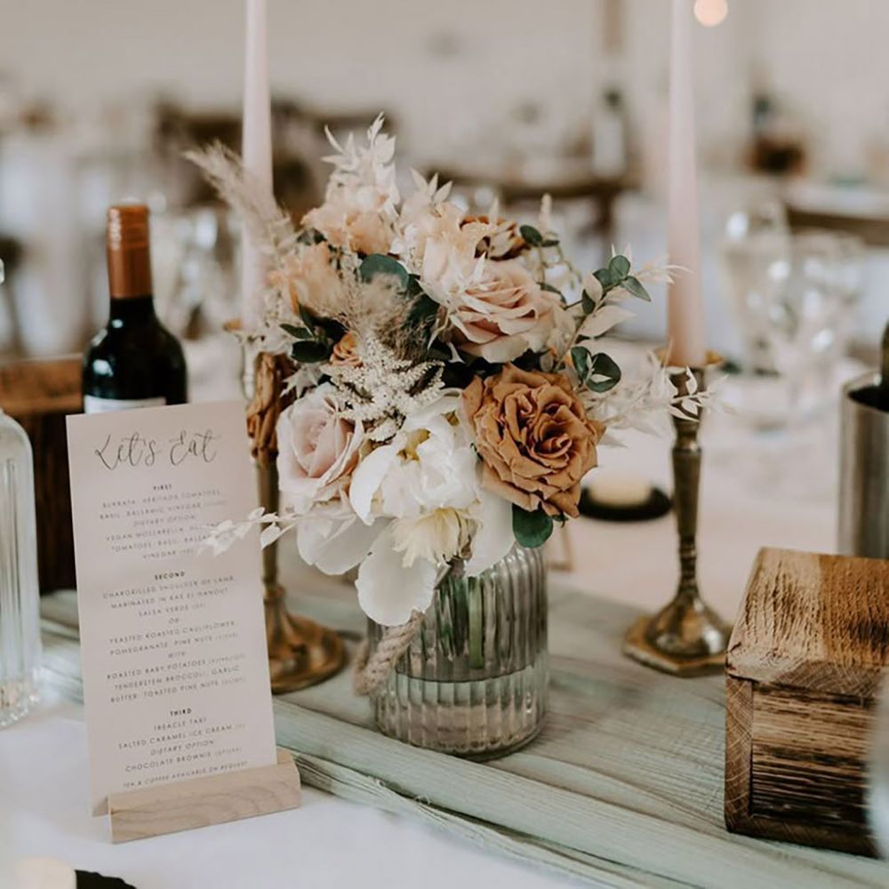 Simple Classic Wedding Tablescape with white taper candles