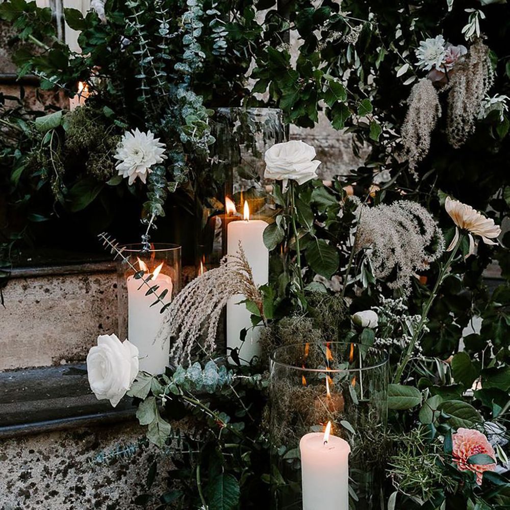 White Flowers & Candle Wedding Decorations