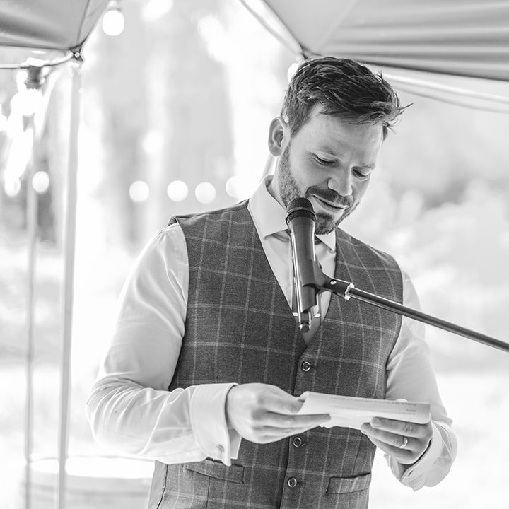 Groom reads out wedding speech 