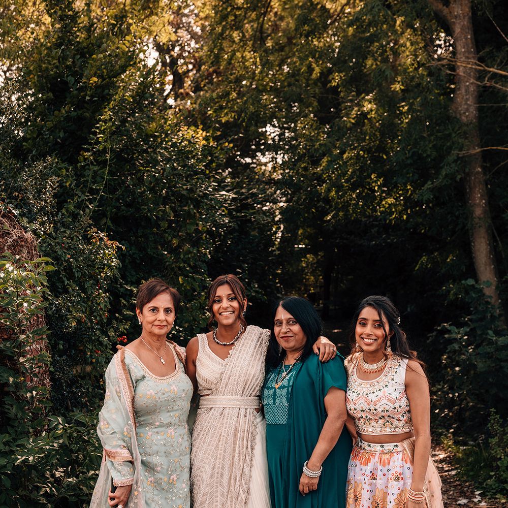bride-and-bridesmaid-in-beaded-bridesmaid-lehenga