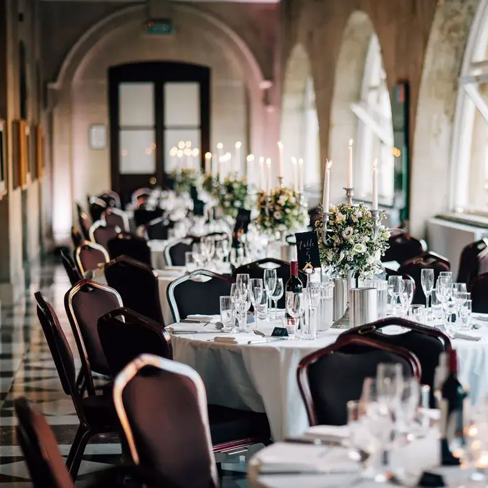 Wedding reception area at the Roman Baths and Pump Room Bath wedding venue 