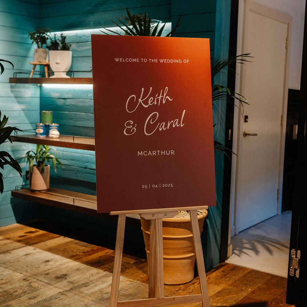 orange-wedding-welcome-sign