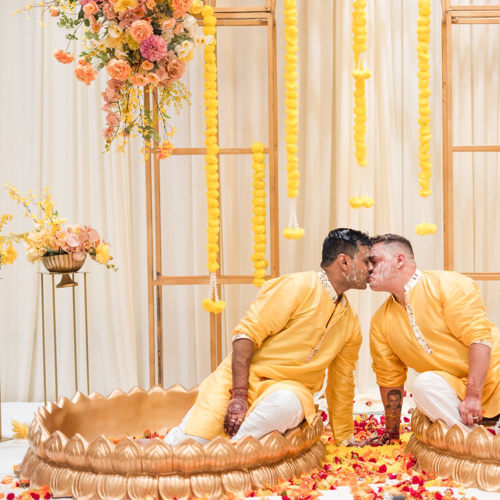 Haldi wedding ceremony for two grooms