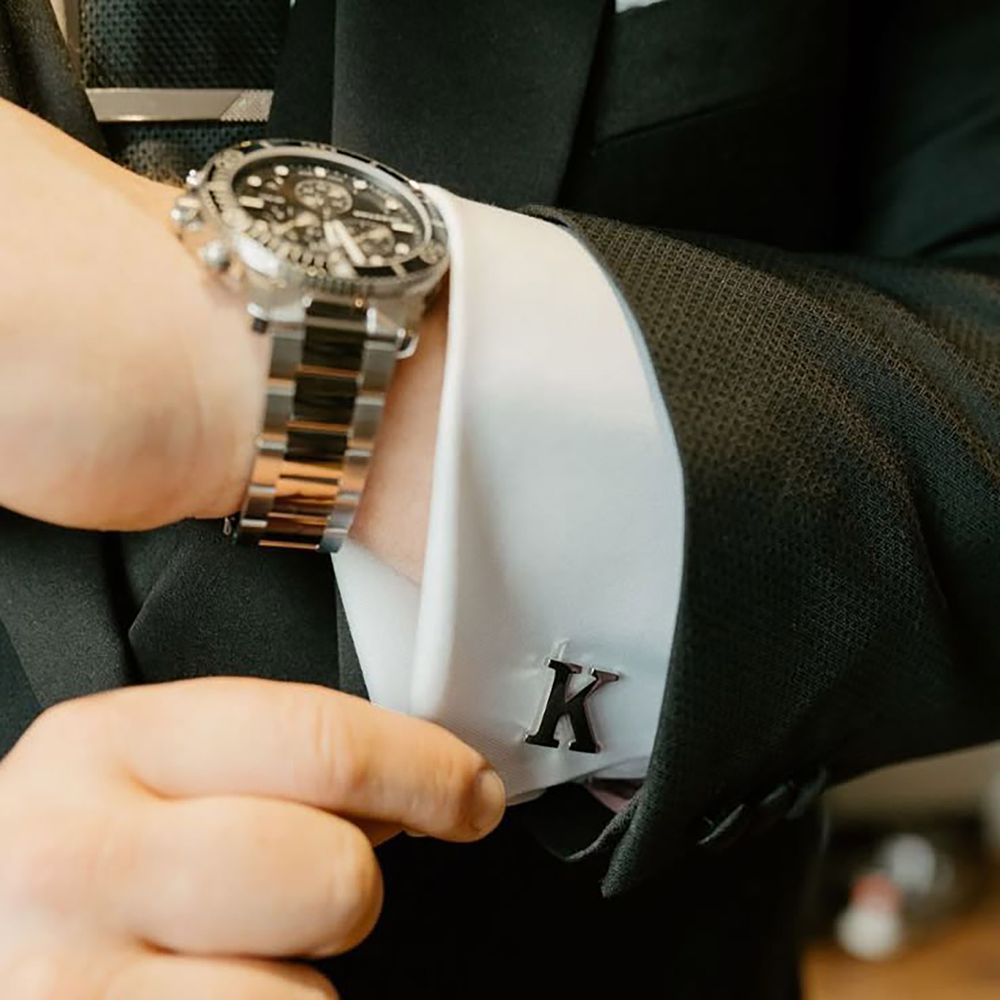 Personalised initial monogram wedding cufflinks for the groom