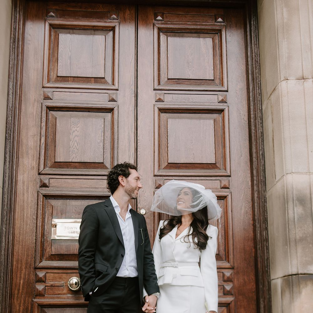 Confetti moment at registry office wedding 