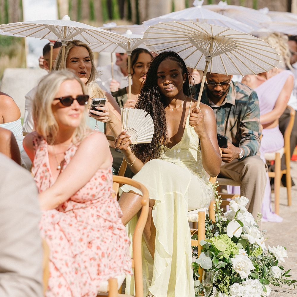wedding-guests-at-ceremony-with-umbrellas