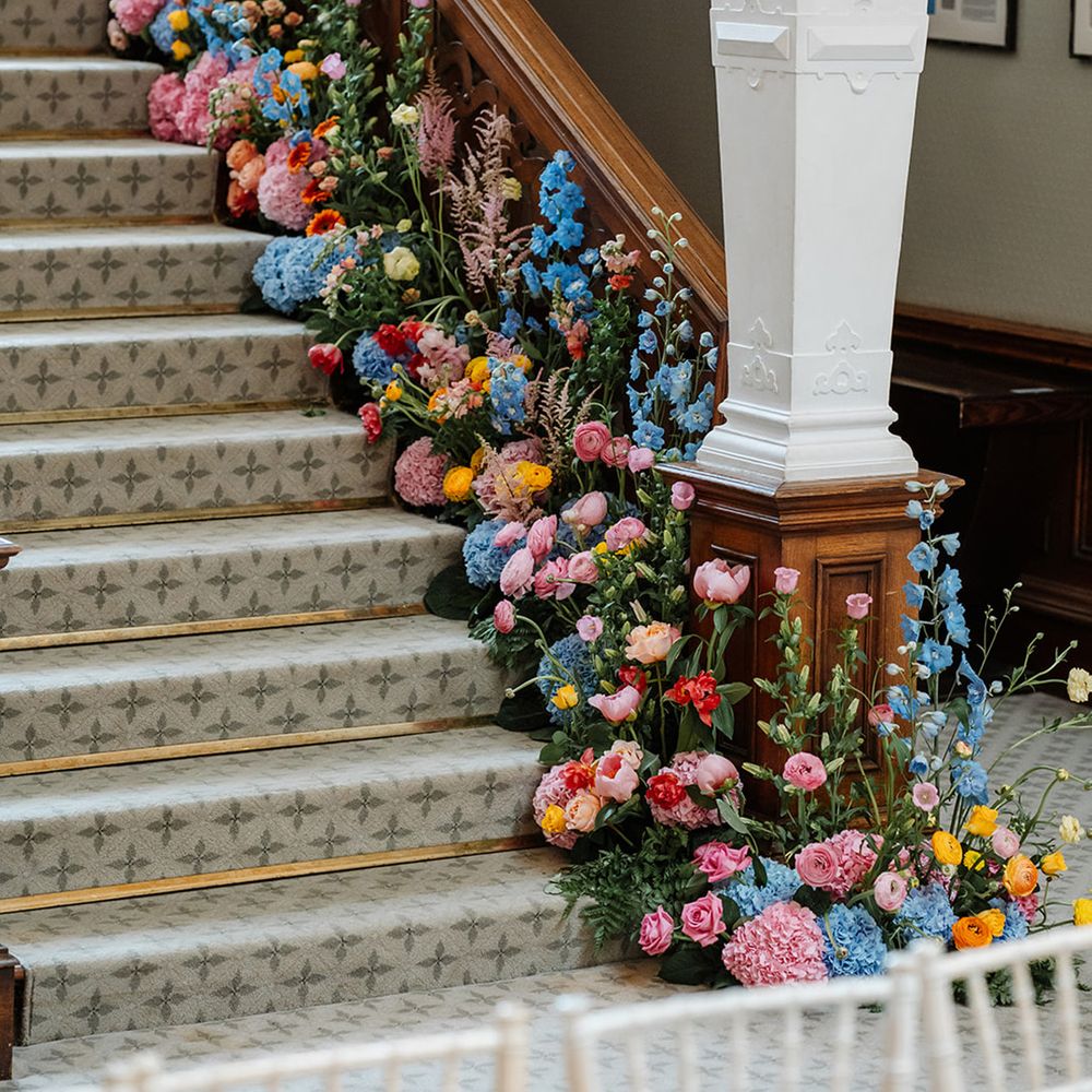 blue-pink-yellow-bright-wedding-flowers