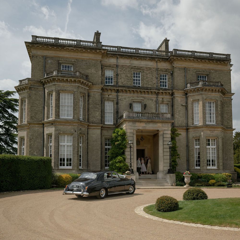 vintage-wedding-car-and-country-house-wedding-venue