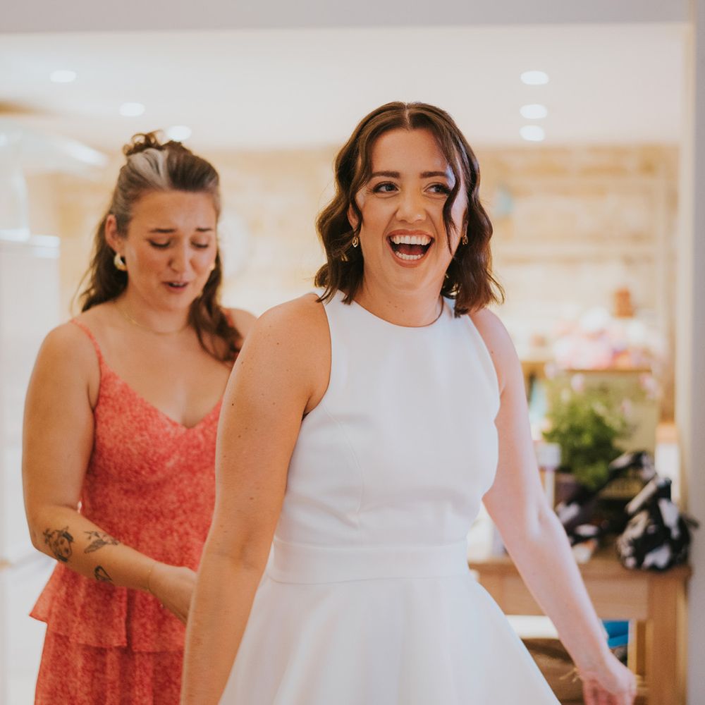 bride-wearing-peplum-wedding-dress