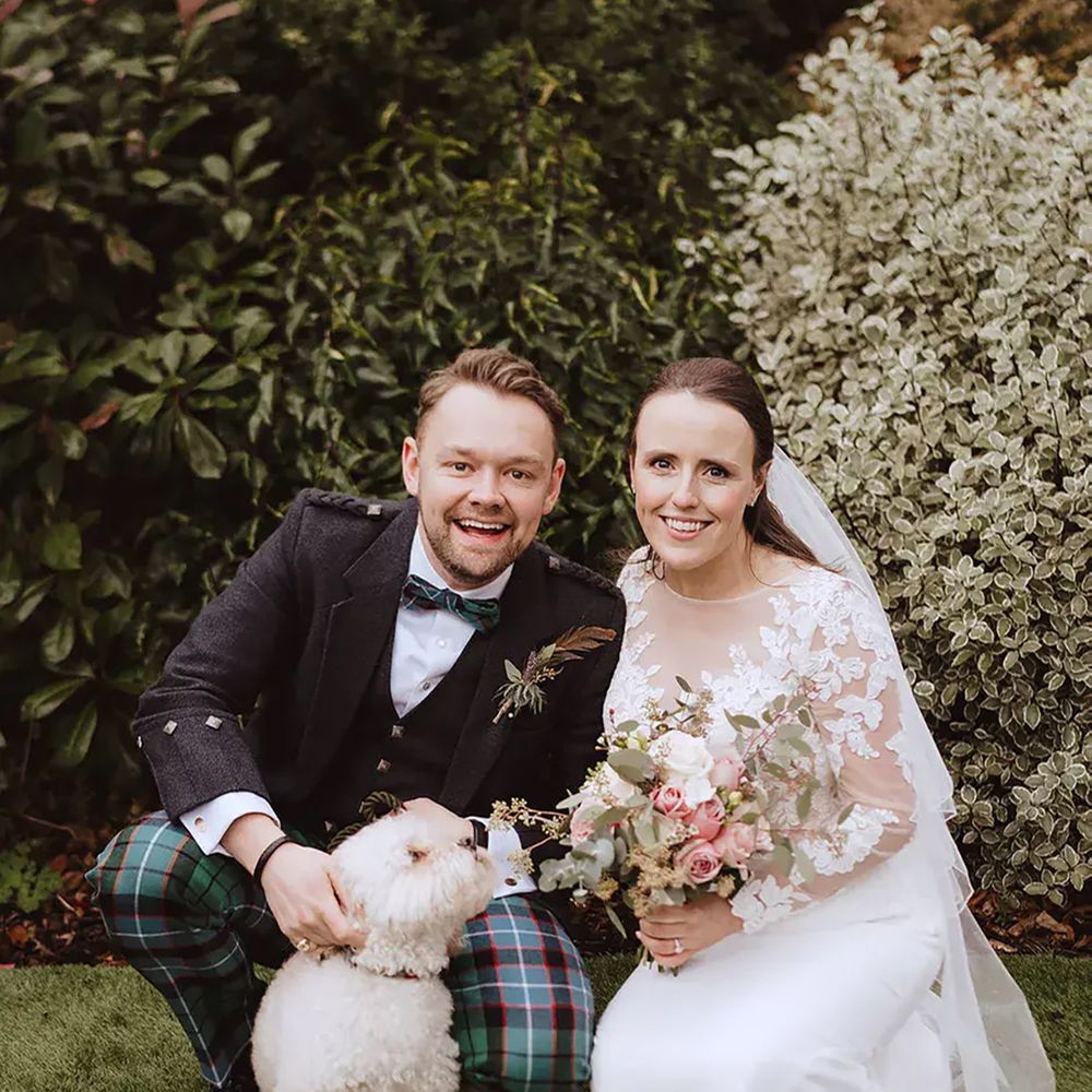 Scottish couple with their pet dog at The Roseate