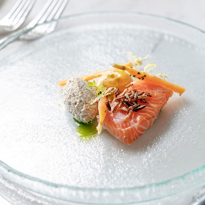 Nutfield Priory wedding breakfast salmon dish 
