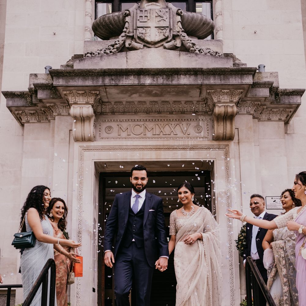 Confetti moment for intimate registry office wedding