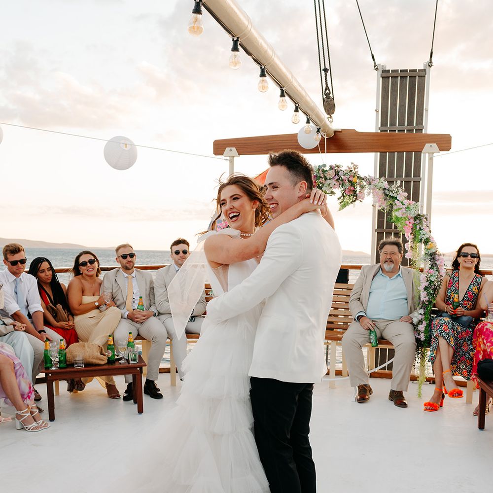 First dance for couple on boat