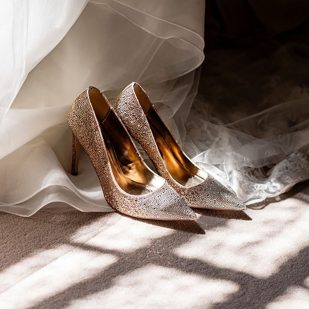 Diamante embellished sparkly heeled bridal shoes