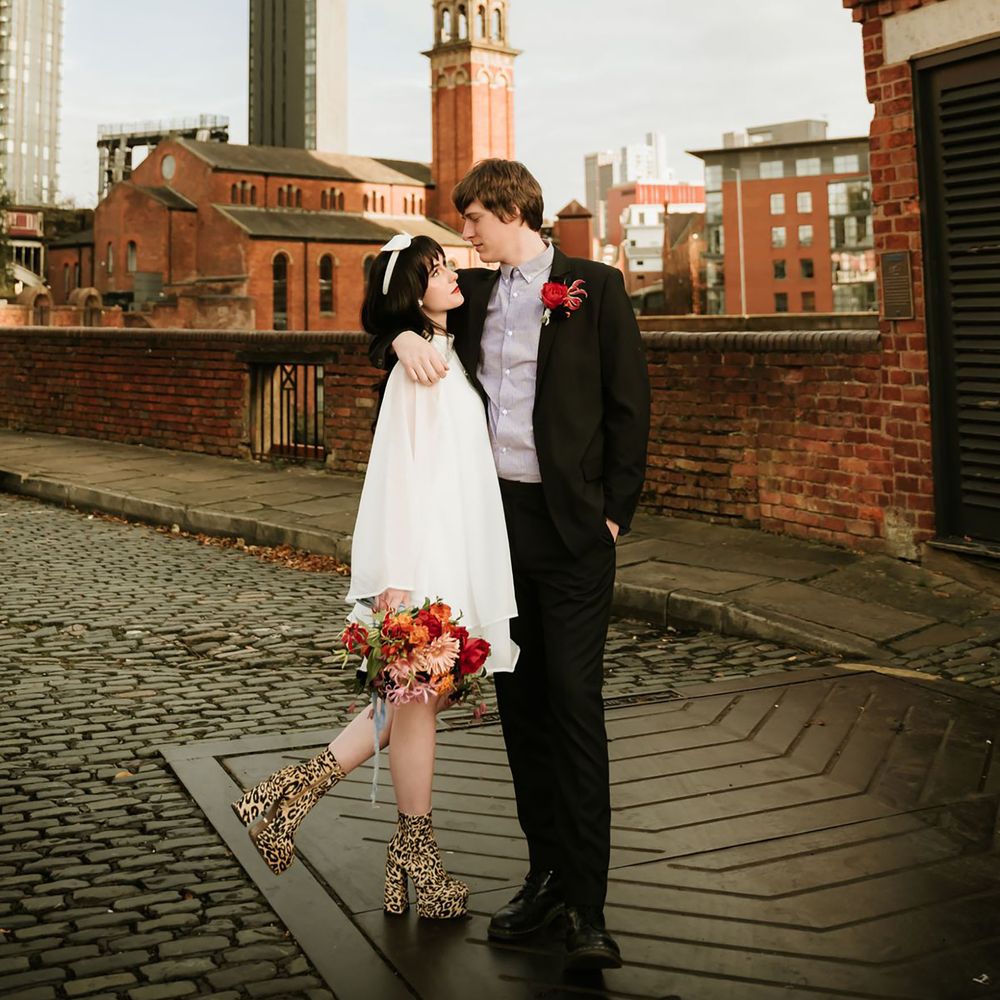 Leopard print platform boots for bride
