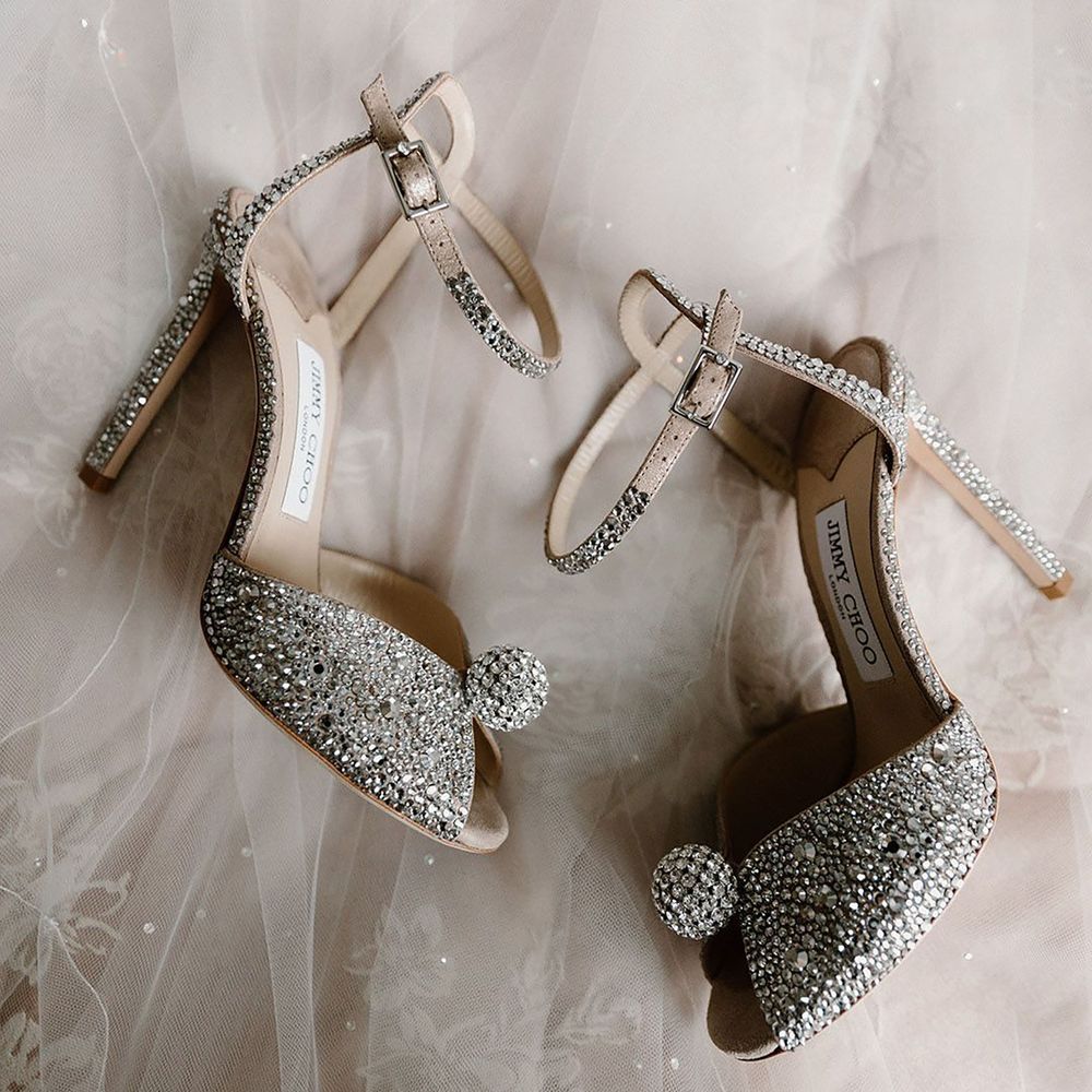 Sparkly bejewelled Jimmy Choo bridal shoes