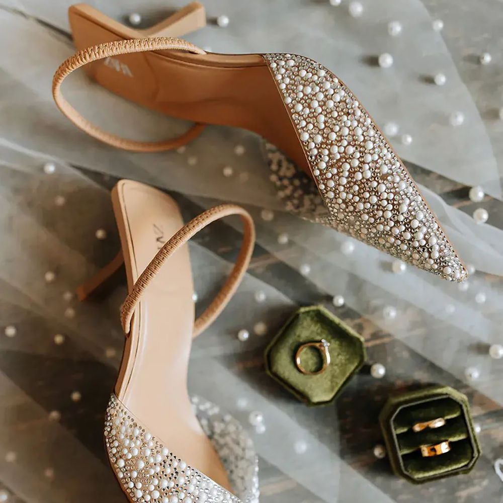 Sparkly beaded wedding shoes