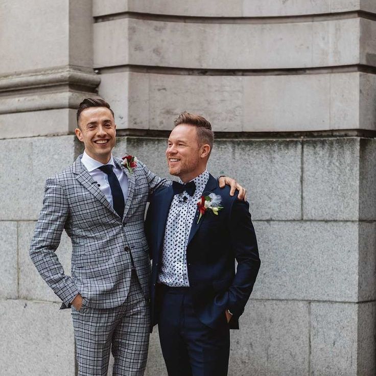 Gay Wedding in London with Grooms in Complimentary Suits
